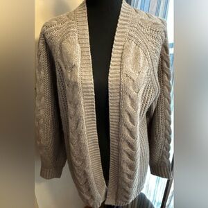 Universal Thread Cable-Knit Open Cardigan in Taupe